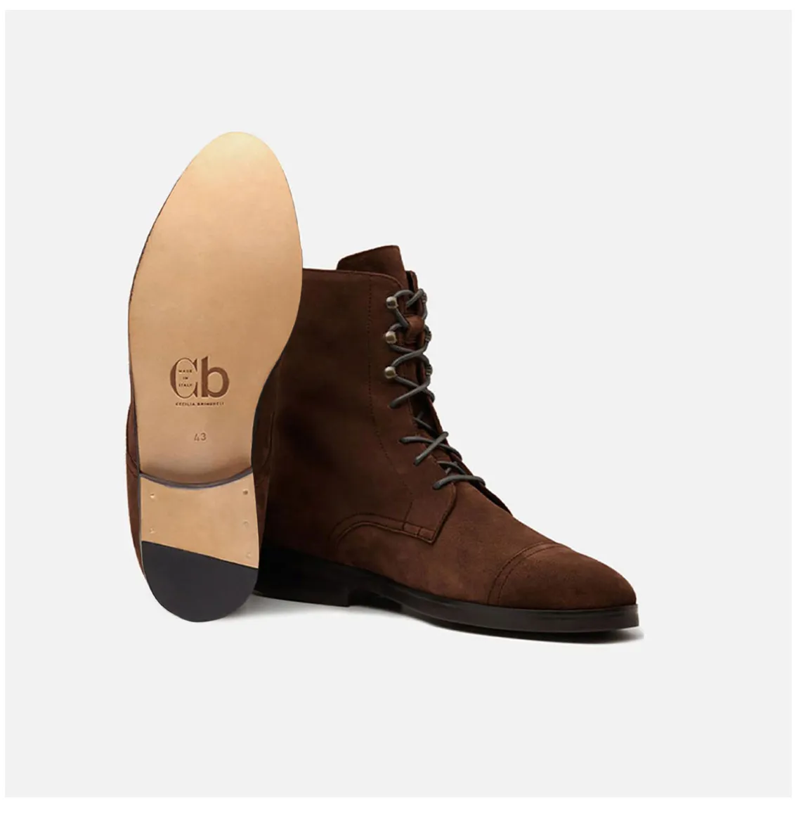 Cecilia Bringheli Eva Dark Brown botine piele întoarsă