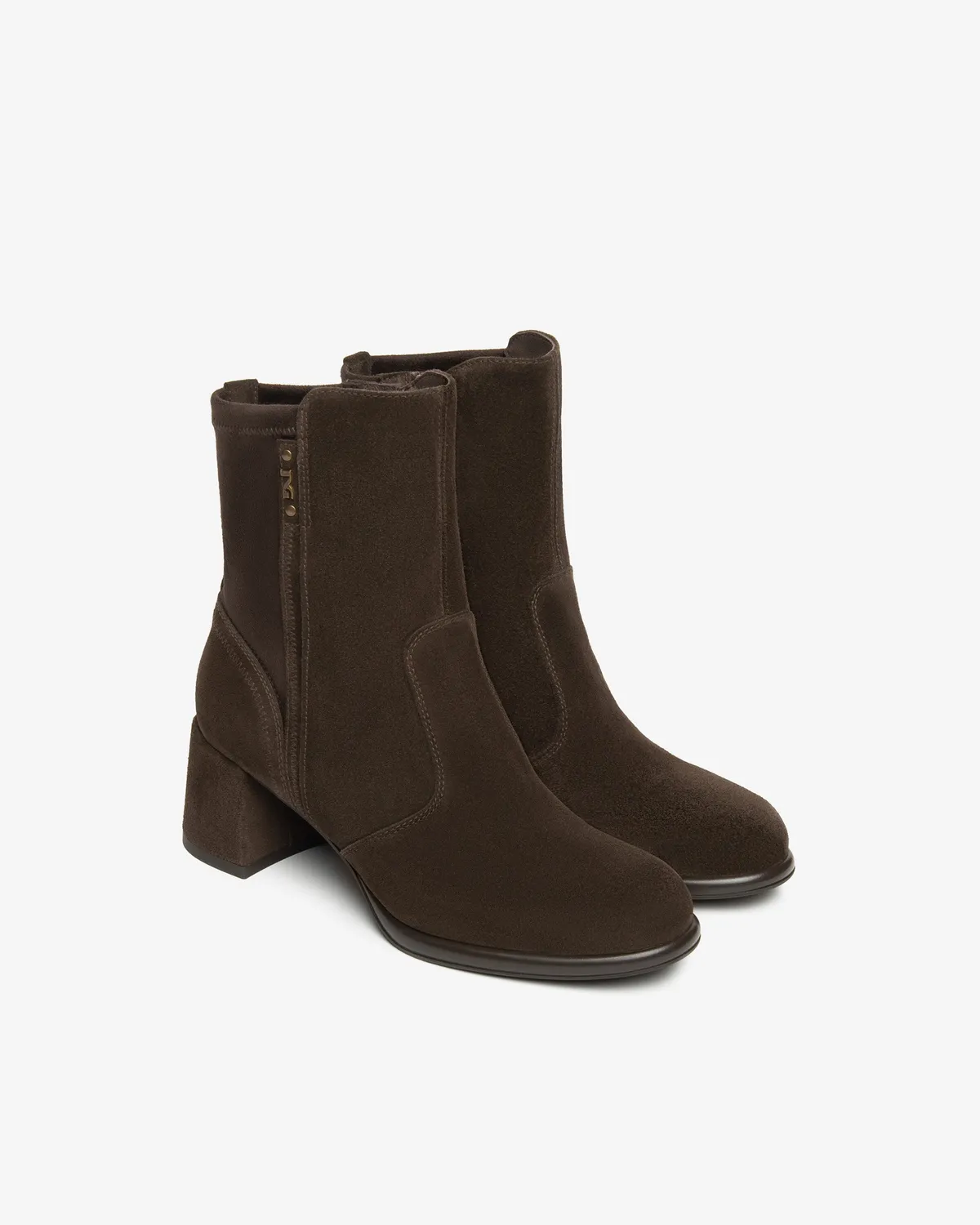 NeroGiardini botine piele intoarsa cu textil dama