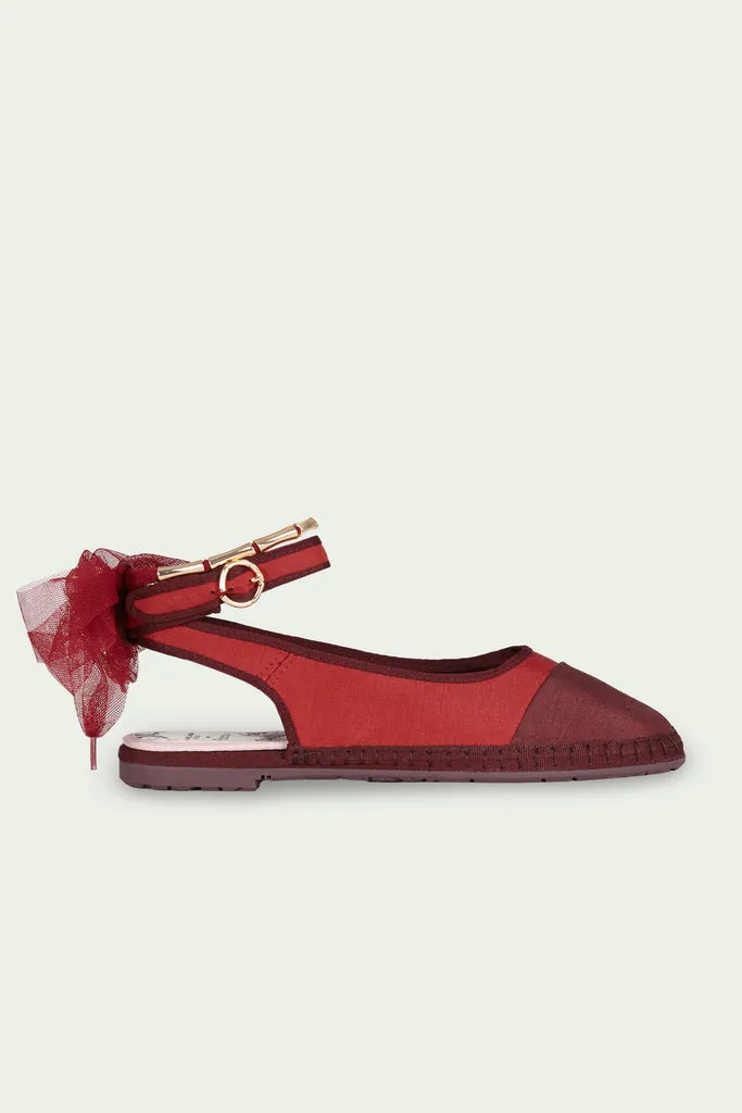 Flagelus Pierre Midnight Rouge pantofi slingback din matase