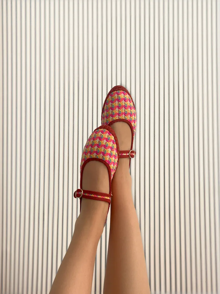 Flagelus Psychodelic Mary Jane Pink pantofi rafie multicolor