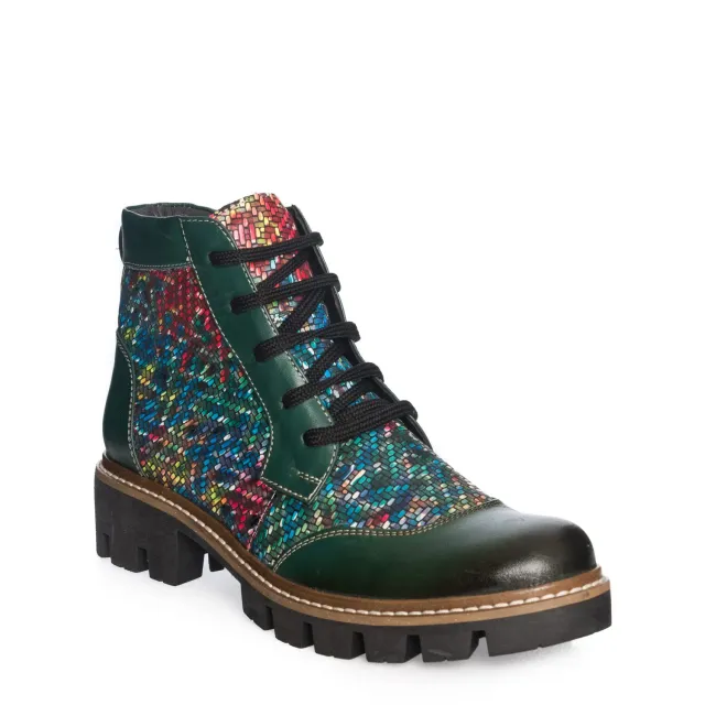 Catinca Shoes G28 VBM bocanci damă piele verde mozaic