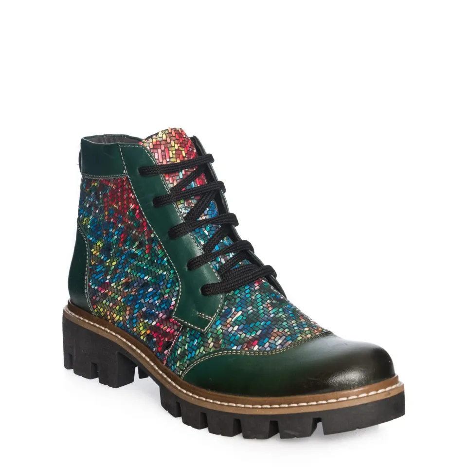 Catinca Shoes G28 VBM bocanci damă piele verde mozaic