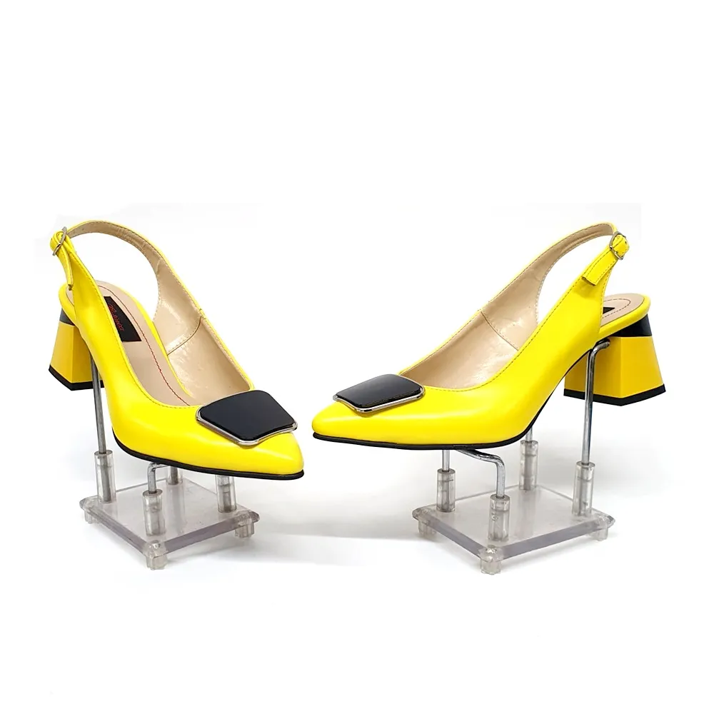 Catinca Shoes D22 GBN sandale dama galben-negru piele