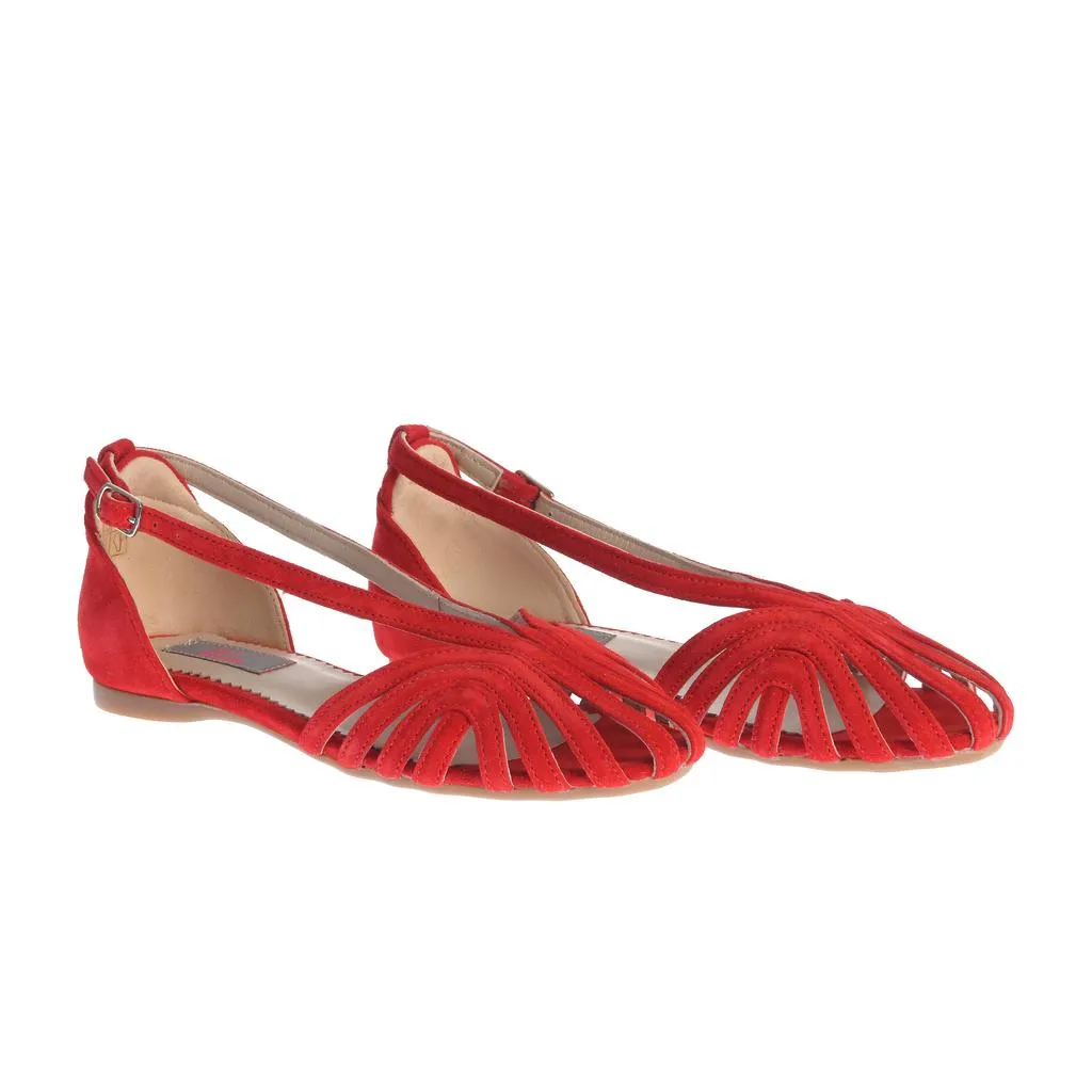 Ana Urbana Shoes Santiago sandale roșii piele întoarsă