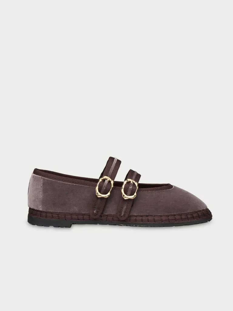 Flagelus Claire Taupe pantofi catifea