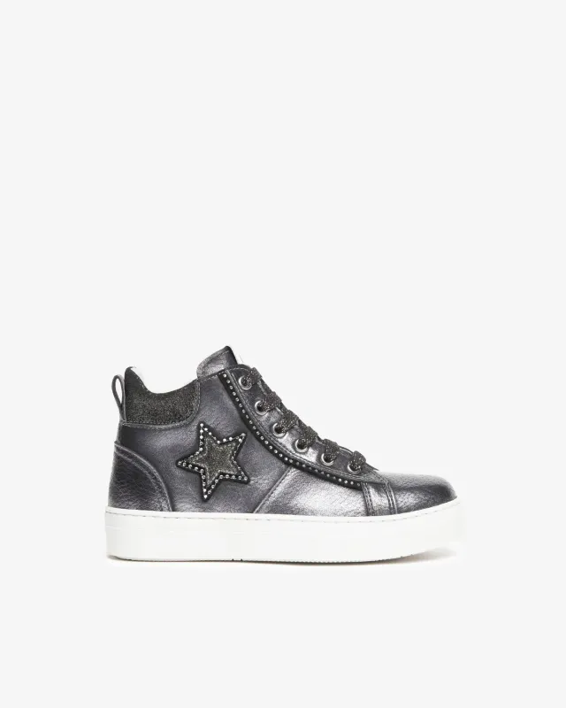 Sneakers NeroGiardini fete piele inalte fermoar