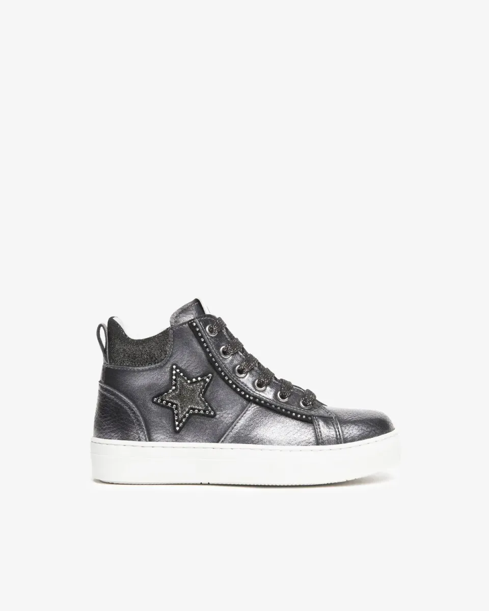 Sneakers NeroGiardini fete piele inalte fermoar