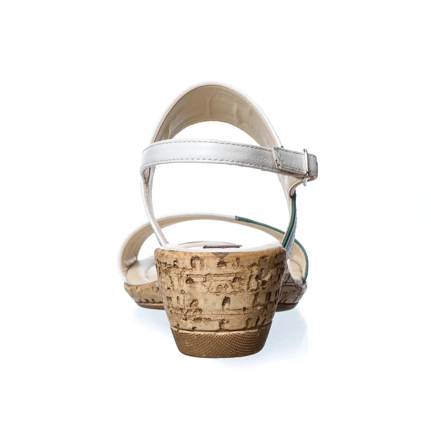 Sandale damă Catinca Shoes E8 AV albe-verzi piele naturală
