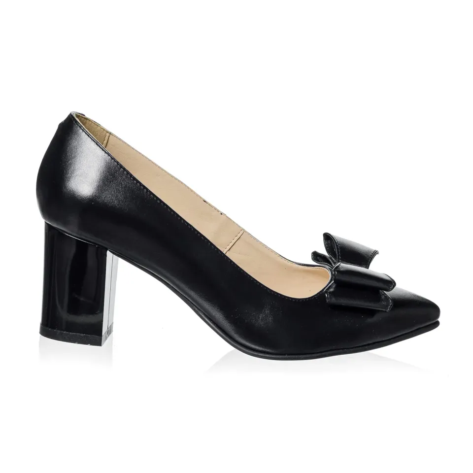 Catinca Shoes A20 pantofi dama piele negru funda