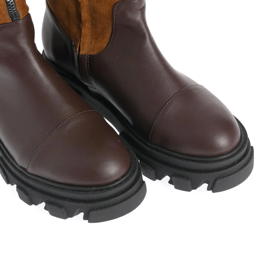 Ana Urbana Shoes Vienna cizme maro piele genunchi