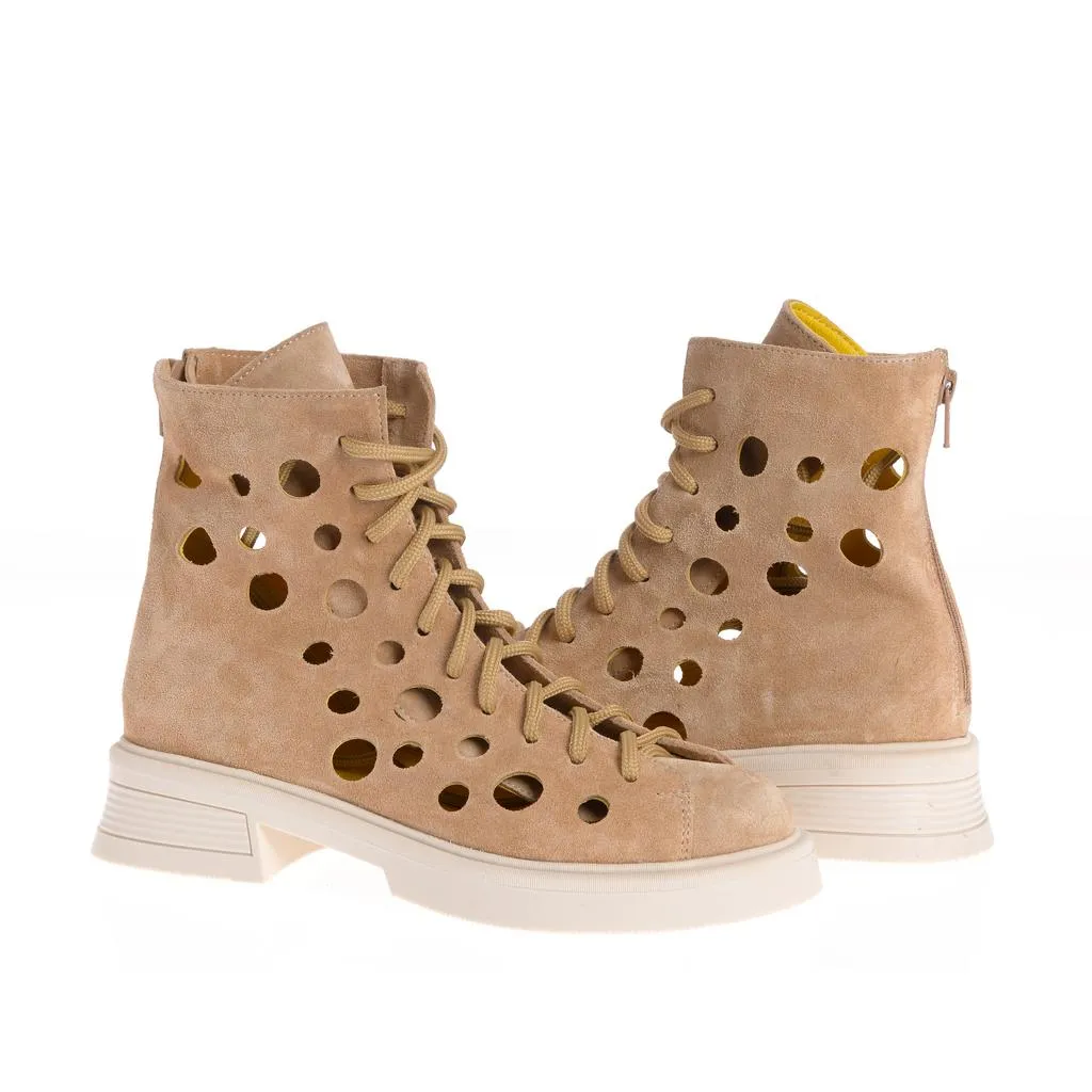Ana Urbana Shoes Bianca bocanci piele bej-galben