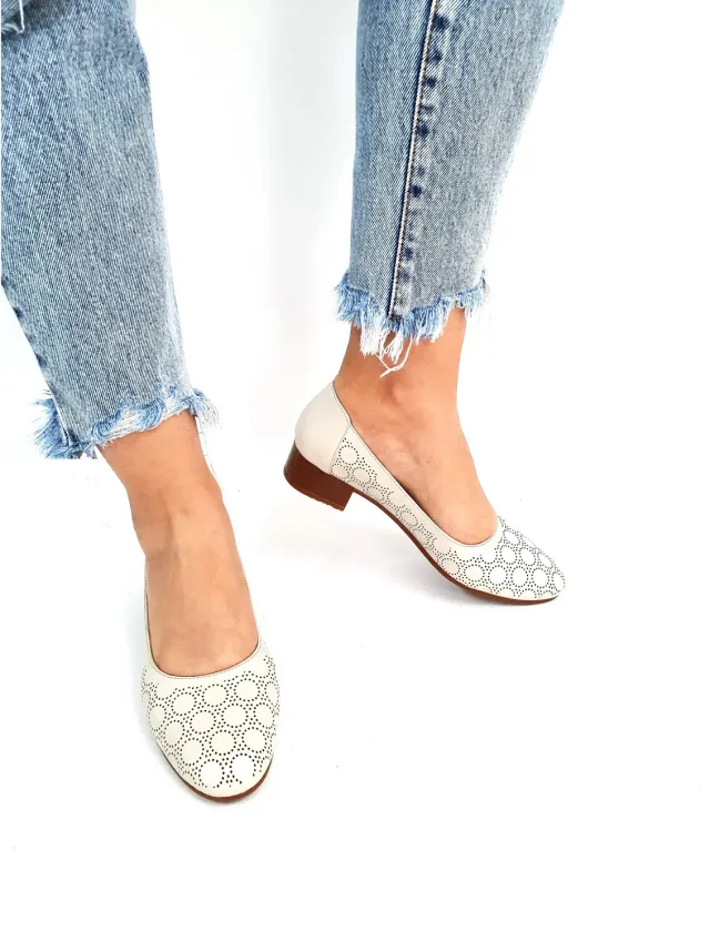 Catinca Shoes T9 BJ pantofi dama piele bej perforati