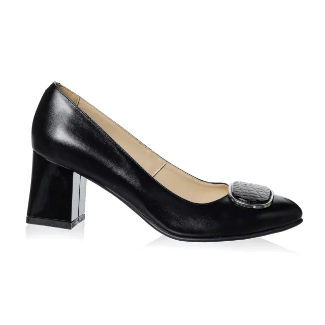 Catinca Shoes A39 NCN pantofi piele negri croco dama