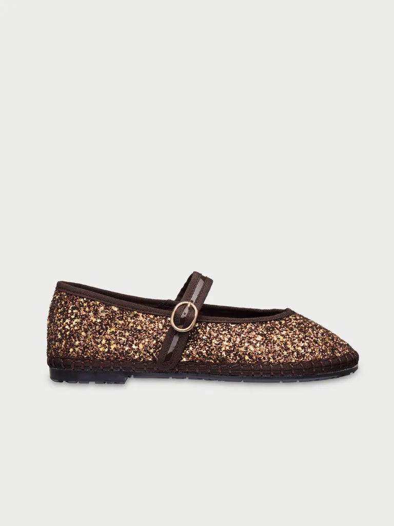 Flagelus Pierre Brown Glitter balerini maro