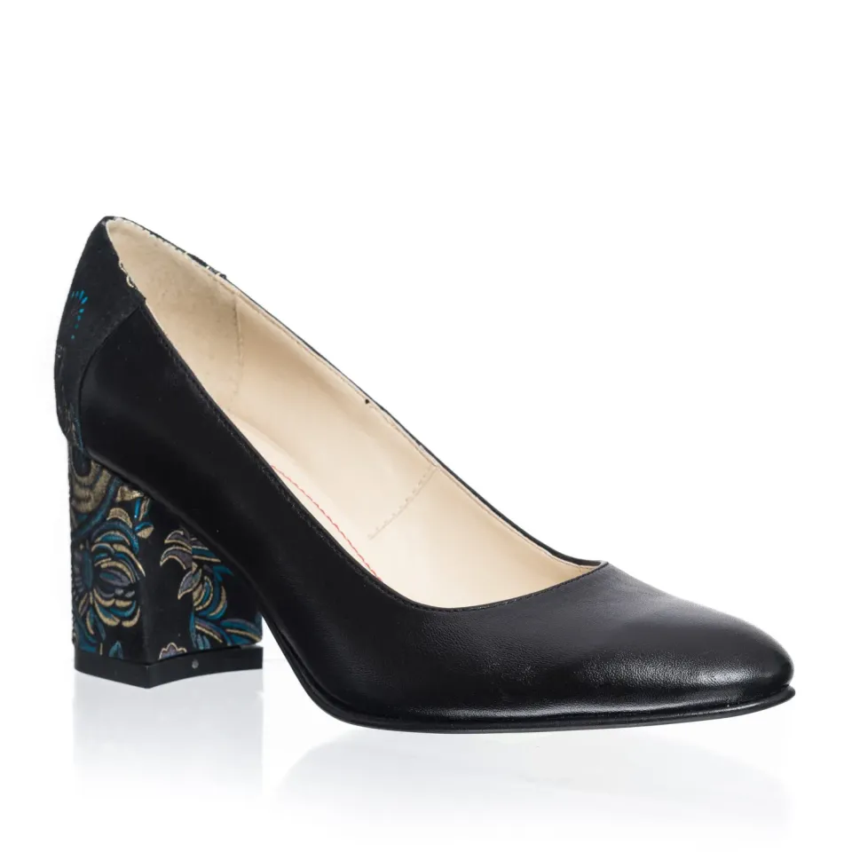 Catinca Shoes R12 NSN pantofi damă piele negru șal negru