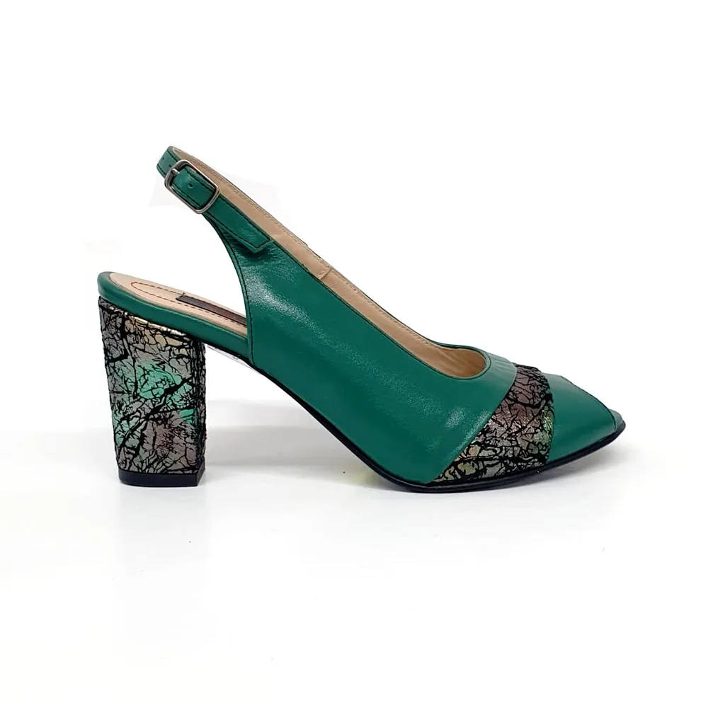 Catinca Shoes R9 VST sandale piele verde cu straveziu