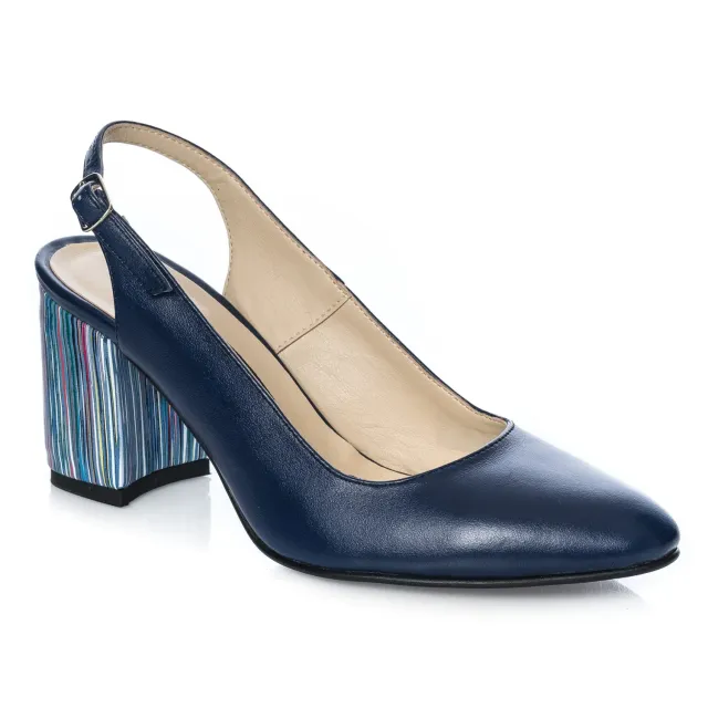 Catinca Shoes V7 BTD sandale dama bleu dungi piele naturala