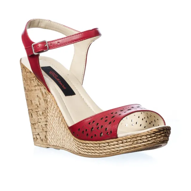 Catinca Shoes P15 R sandale dama piele naturala rosu