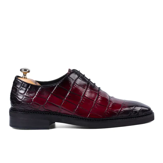 Lucas Shoes Elegant 725 Ukr Croco pantofi roșu piele naturală