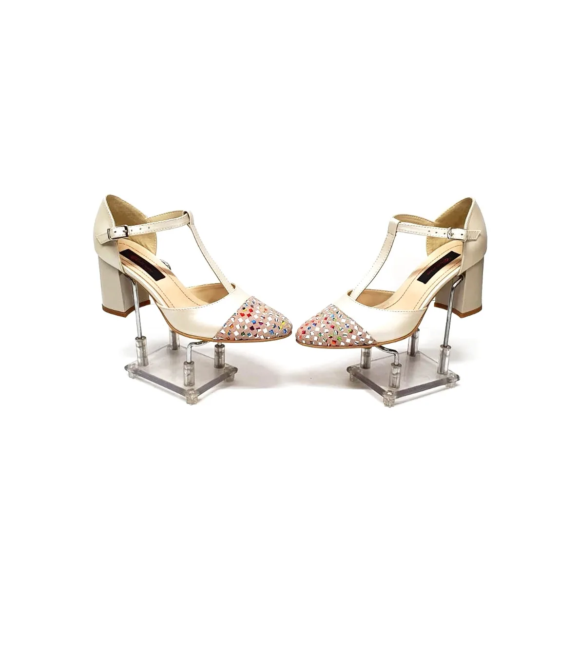 Catinca Shoes D15 BSPM sandale piele bej multicolor