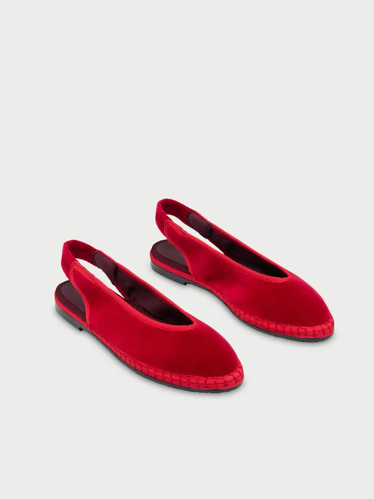 Flagelus Narnia Red pantofi slip-on rosu catifea