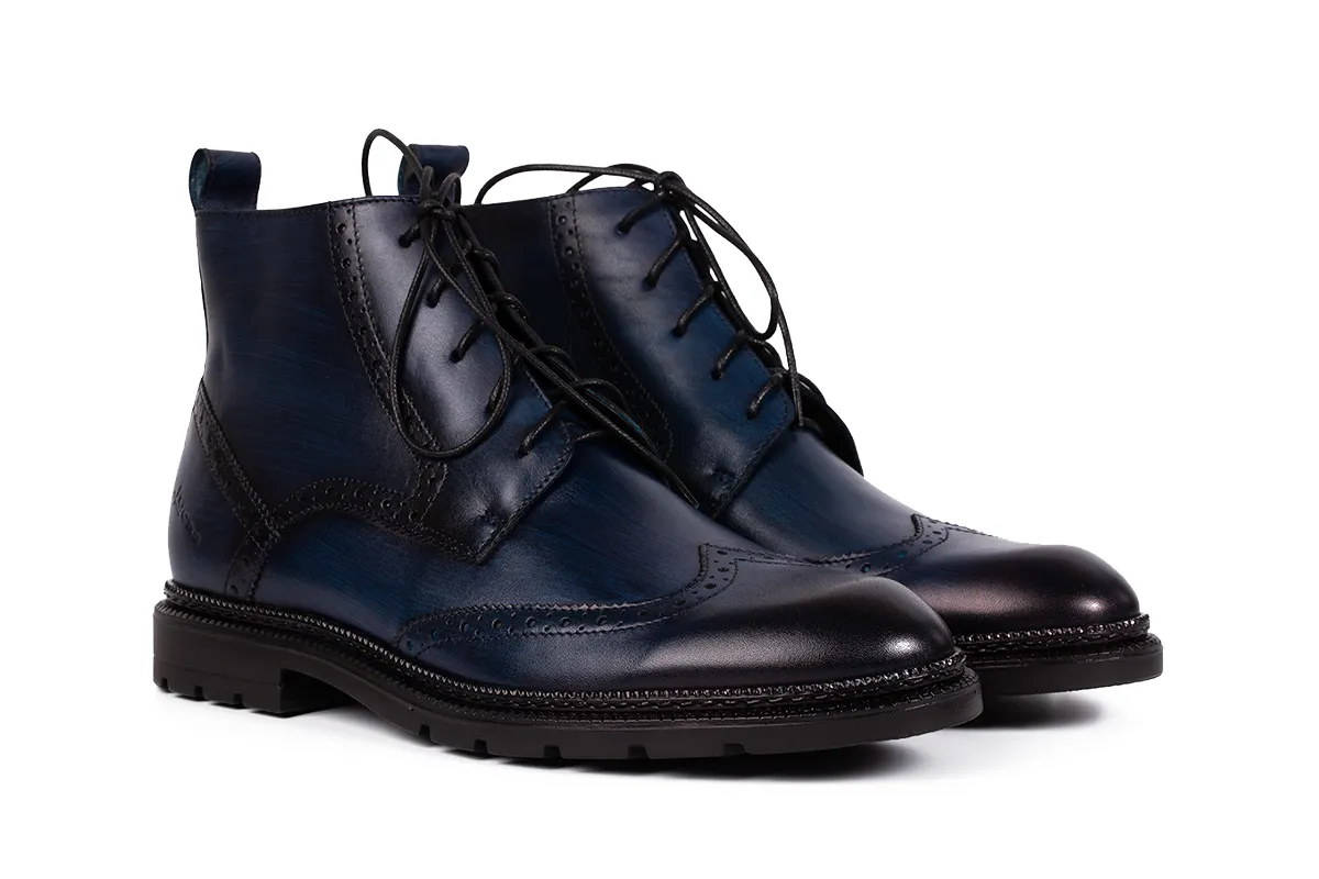 Lucas Shoes 850 Gross ghete azzurro piele naturala