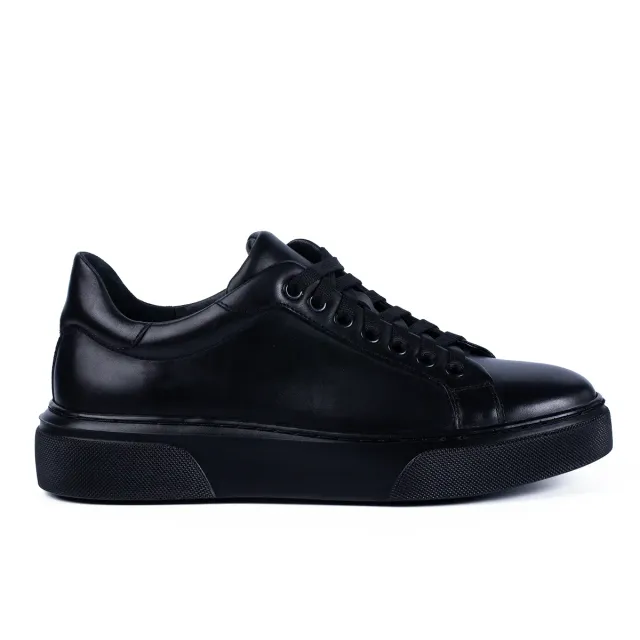 Lucas Shoes 510 sneakers negri piele talpa neagra
