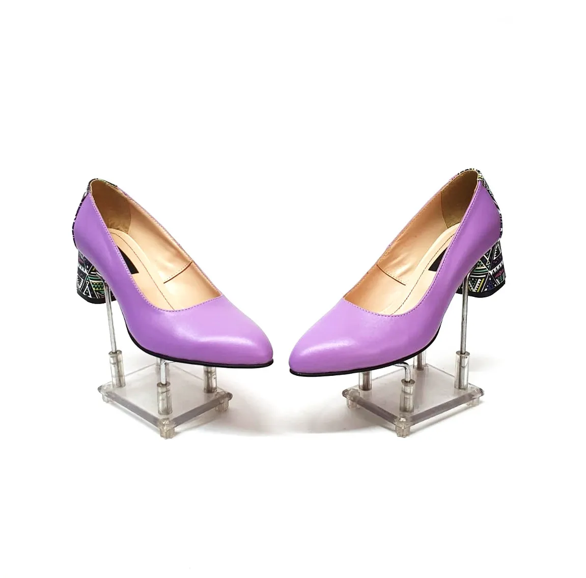 Catinca Shoes A4 LT pantofi dama piele lila triunghiuri
