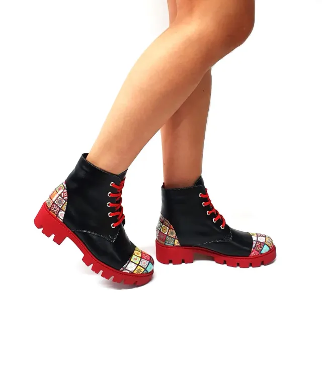 Catinca Shoes BC26 NP3D bocanci piele negru patratele 3D