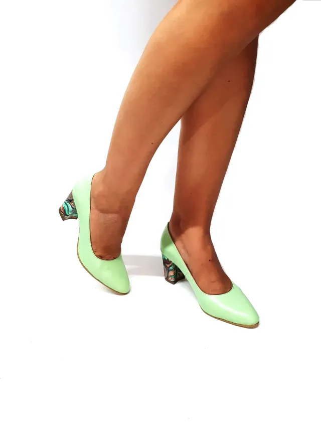 Catinca Shoes R7 VPV pantofi dama piele vernil pictura verde