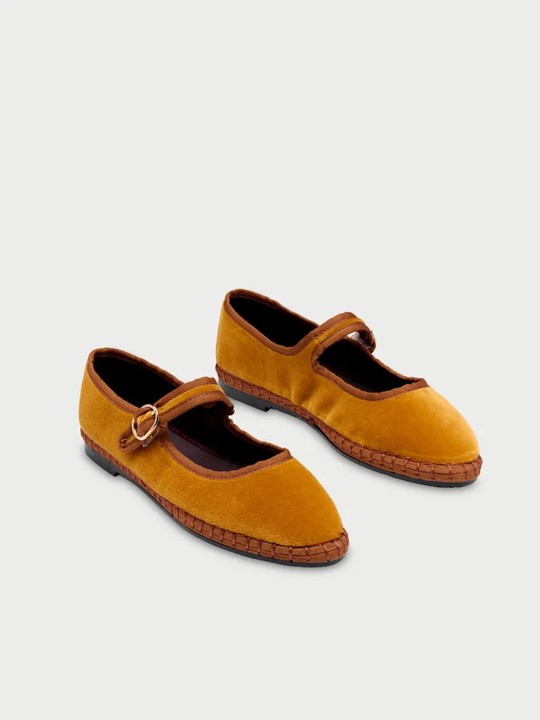 Flagelus Amaranta pantofi mary jane mustar catifea