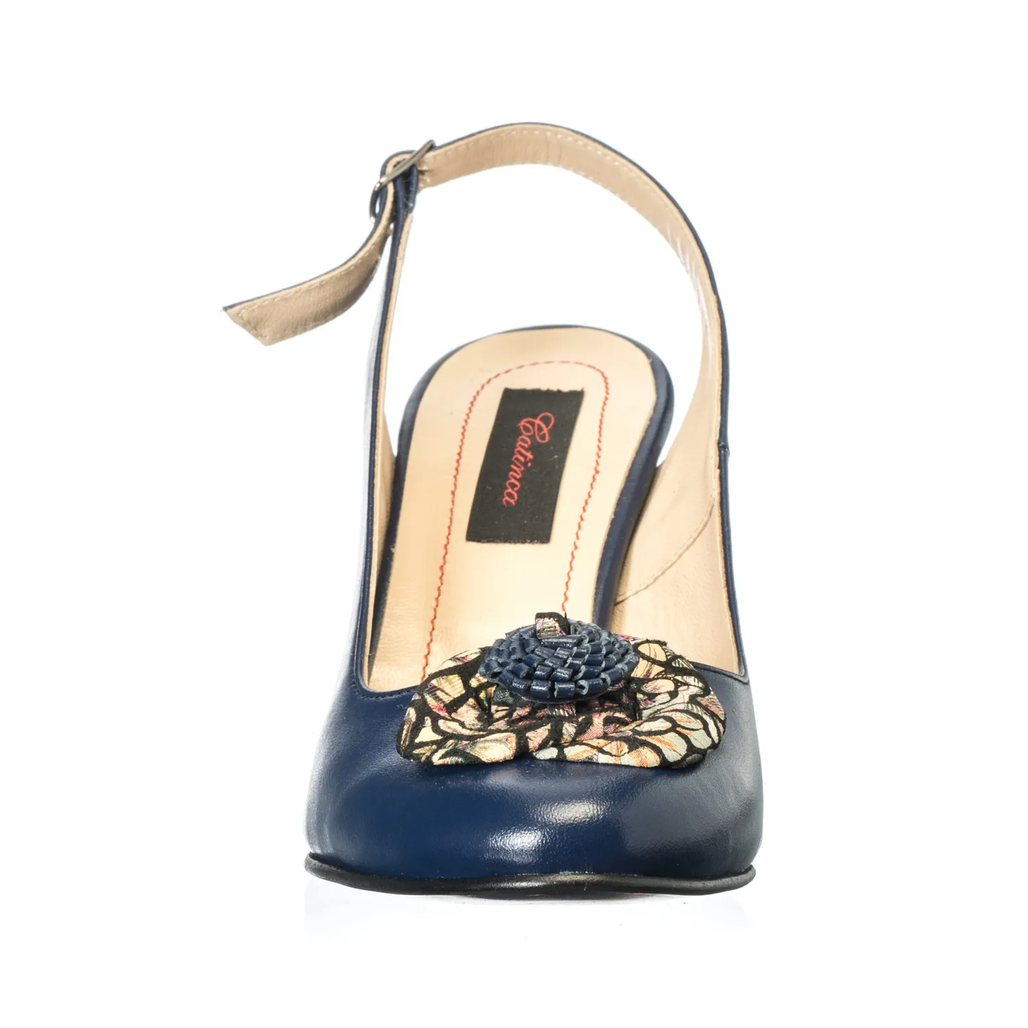 Catinca Shoes F5 BTR sandale dama piele bleumarin flori
