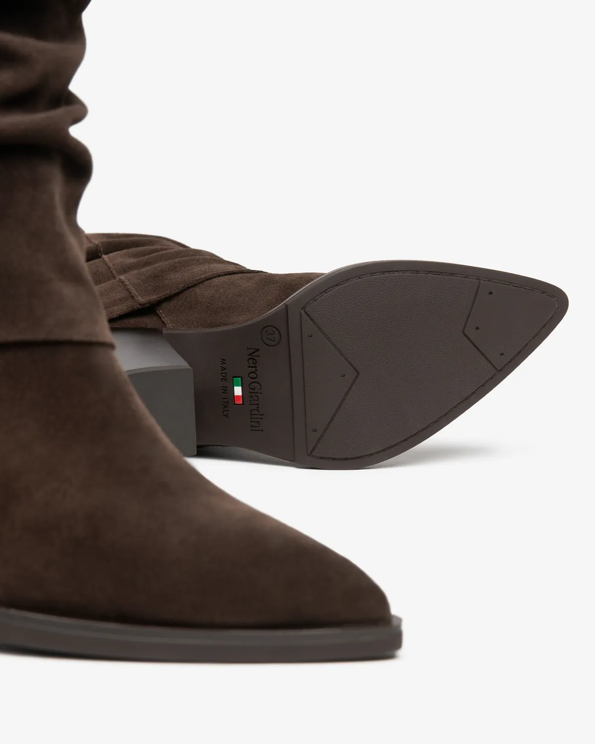 NeroGiardini cizme western dama piele intoarsa toc 80