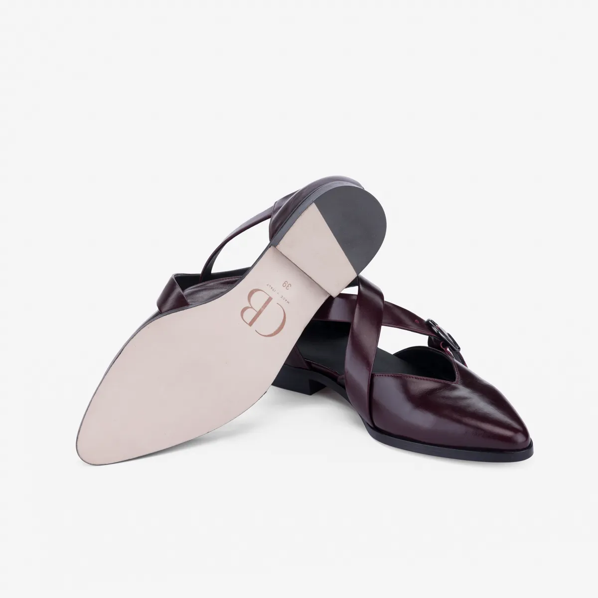 Cecilia Bringheli sandale dama piele bordo toc 2 cm