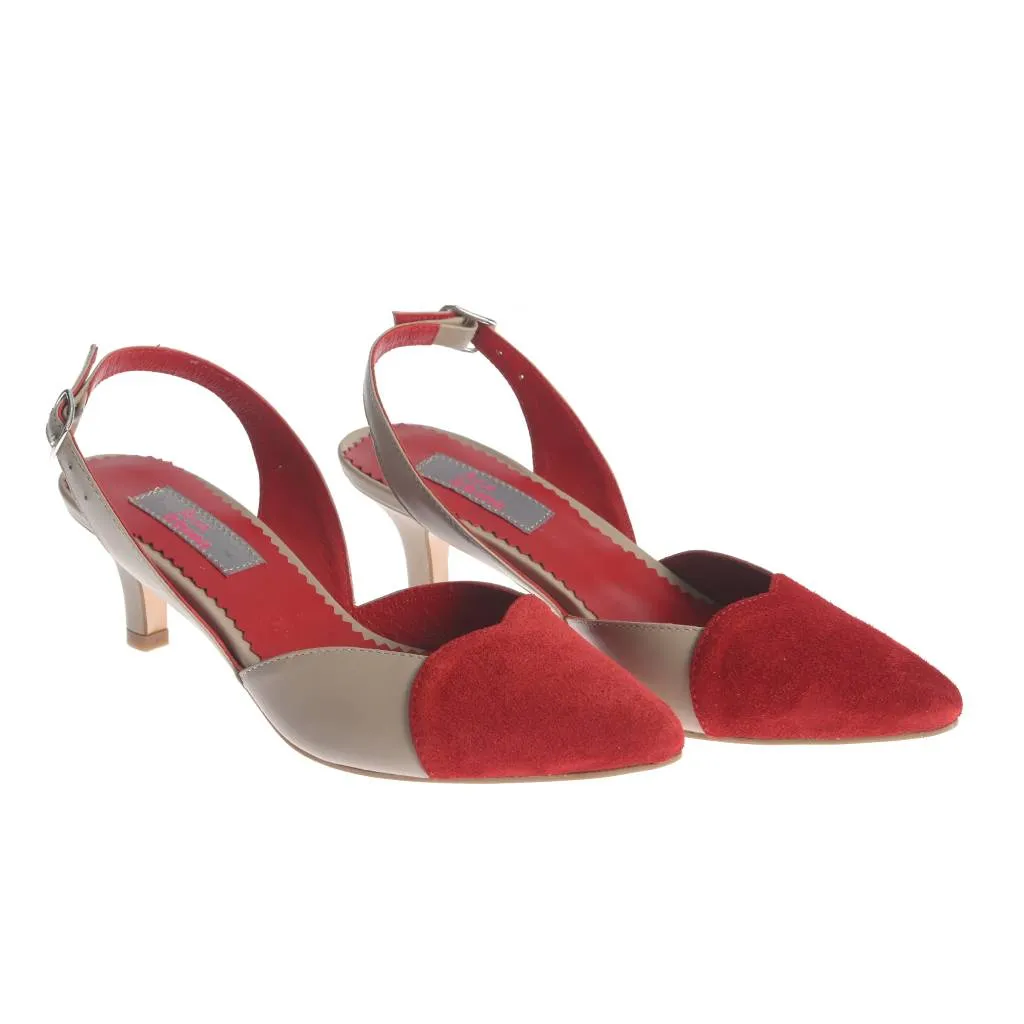 Ana Urbana Shoes Nashville sandale bej-rosu slingback