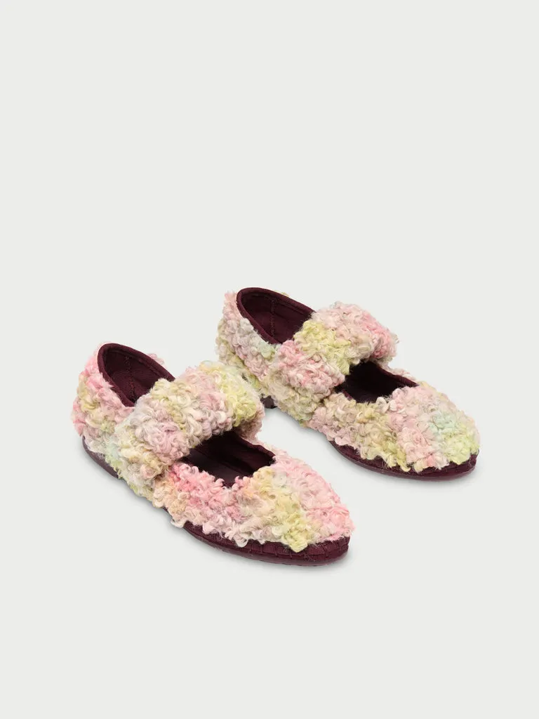 Flabelus Mafalda Sherpy Pink pantofi lana multicolor
