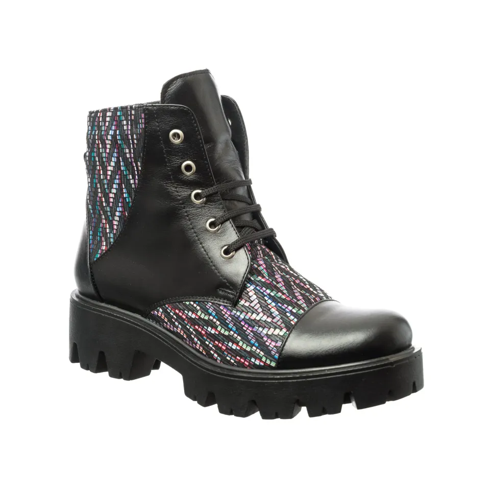 Catinca Shoes BC20 NBZZ bocanci dama piele negru zig-zag