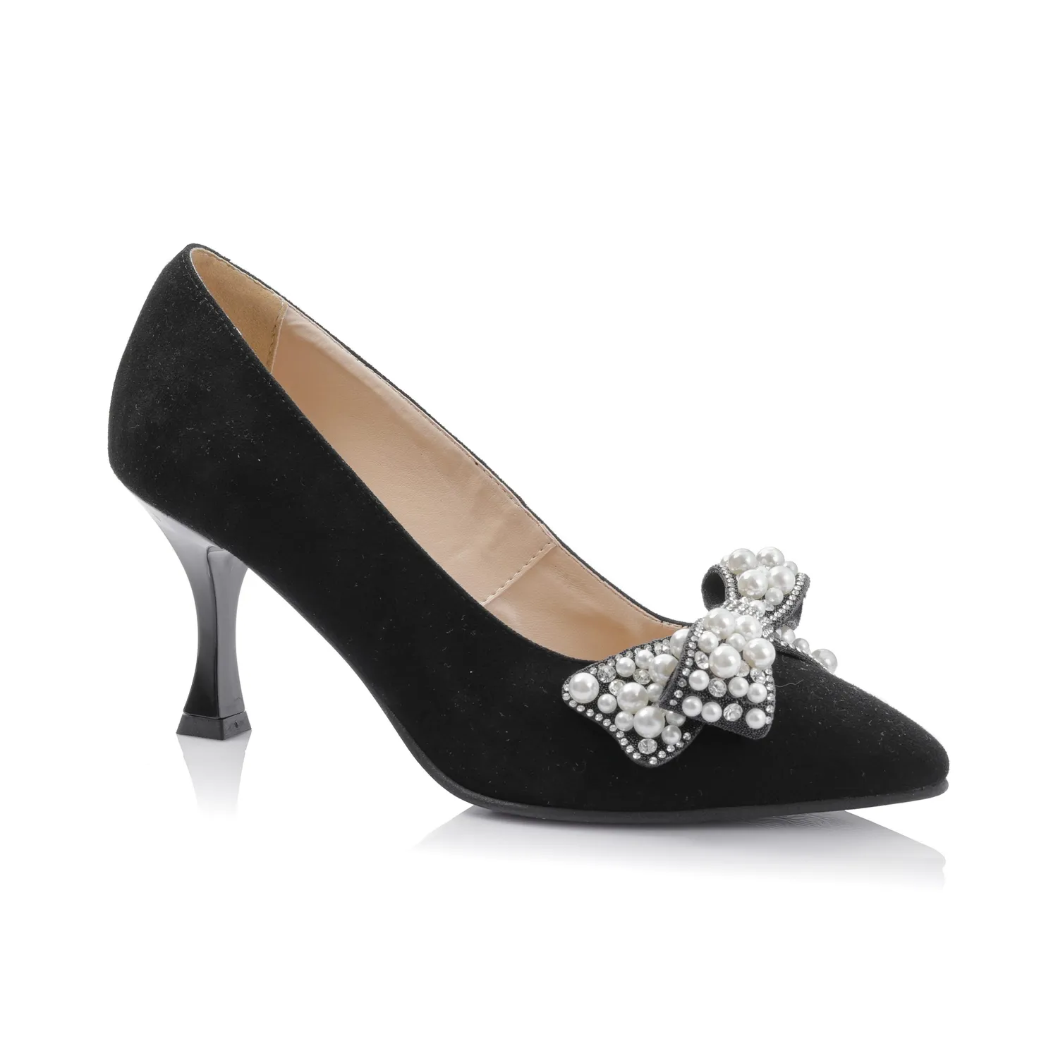 Catinca Shoes A70 pantofi dama negru abtilopa piele naturala
