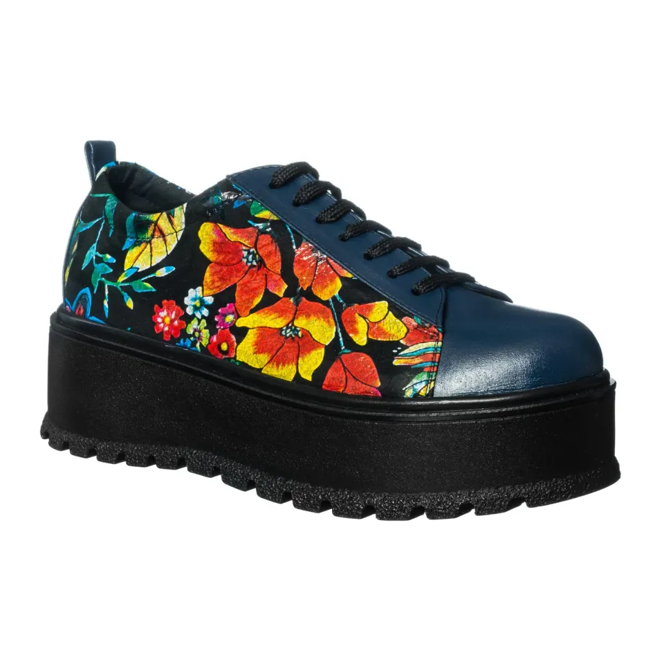 Catinca Shoes X3 ABFN pantofi dama piele albastru flori