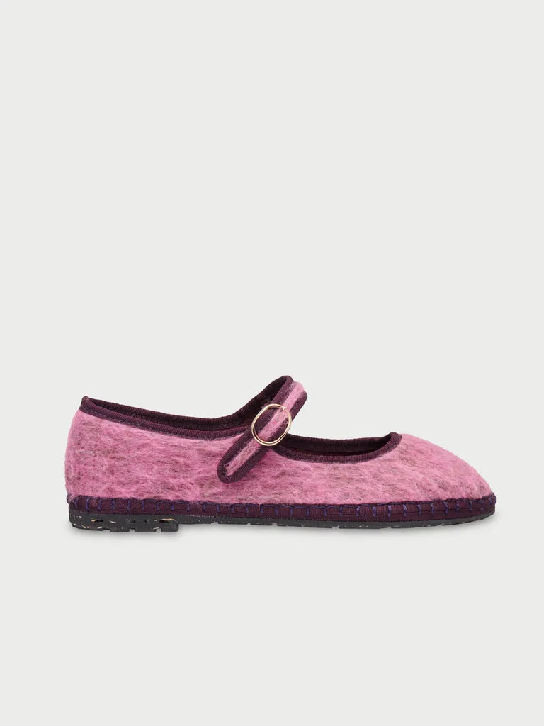 Flagelus Bennet pantofi Mary Jane roz din lana