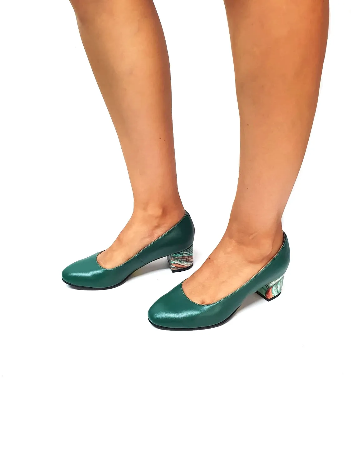 Catinca Shoes A6 VBPV pantofi damă piele verde pictură