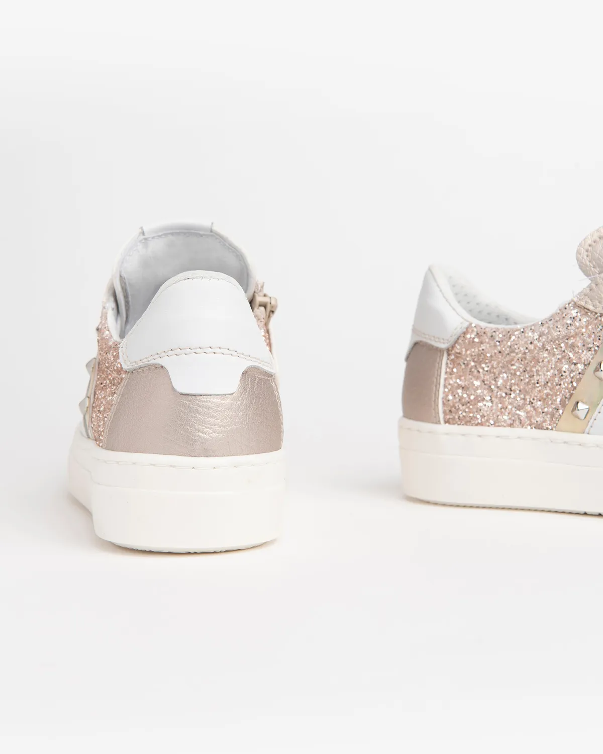 NeroGiardini sneakers fete sclipici piele cu fermoar