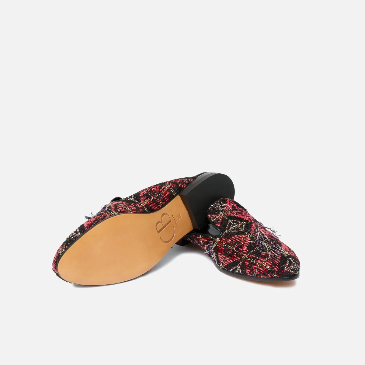 Cecilia Bringheli Ravello saboti multicolor textil cu franjuri