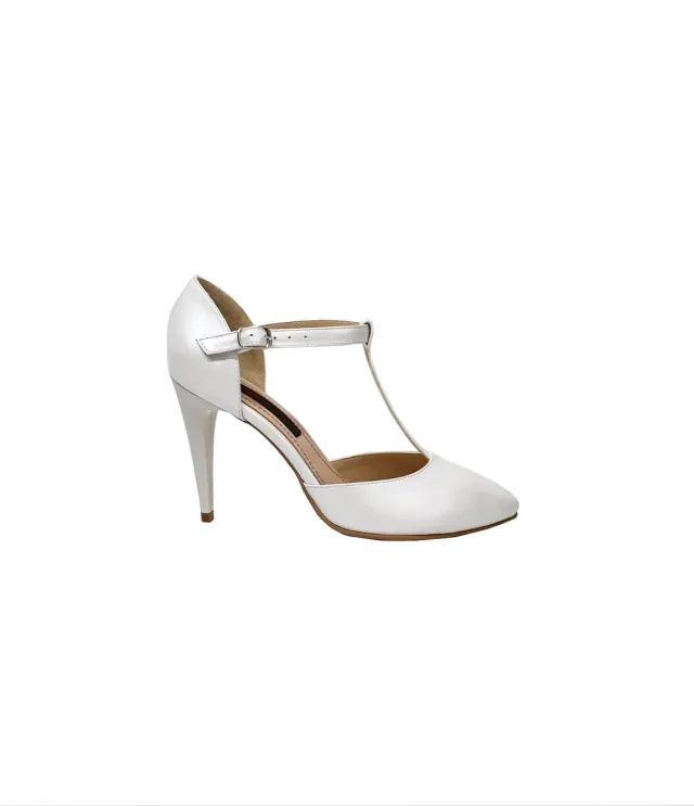 Catinca Shoes D13 AS sandale damă alb sidef toc subțire