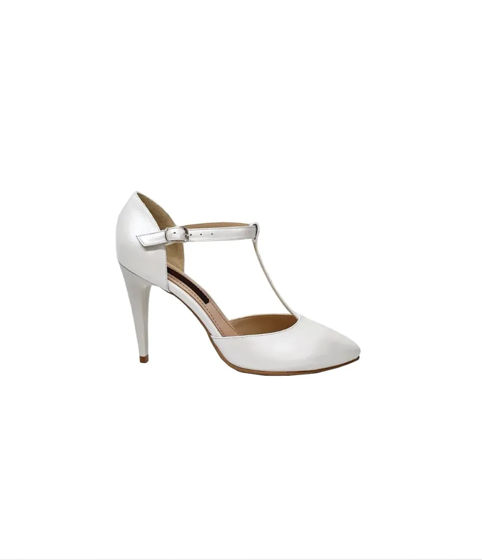 Catinca Shoes D13 AS sandale damă alb sidef toc subțire