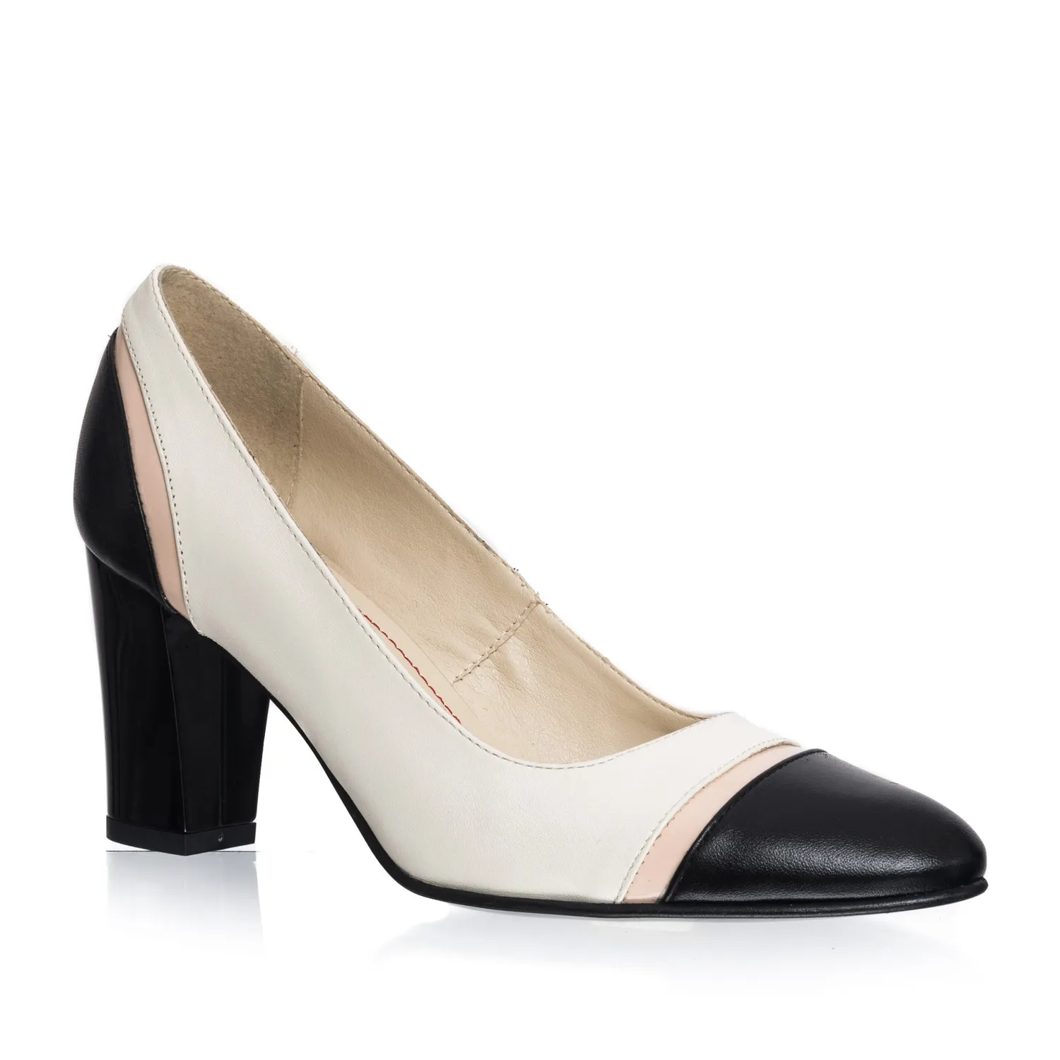 Catinca Shoes 2693 BNN pantofi piele bej cu negru