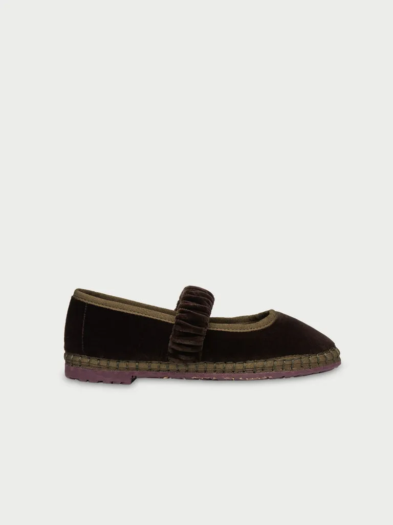 Flagelus Mafalda Ulla Kids pantofi copii maro catifea