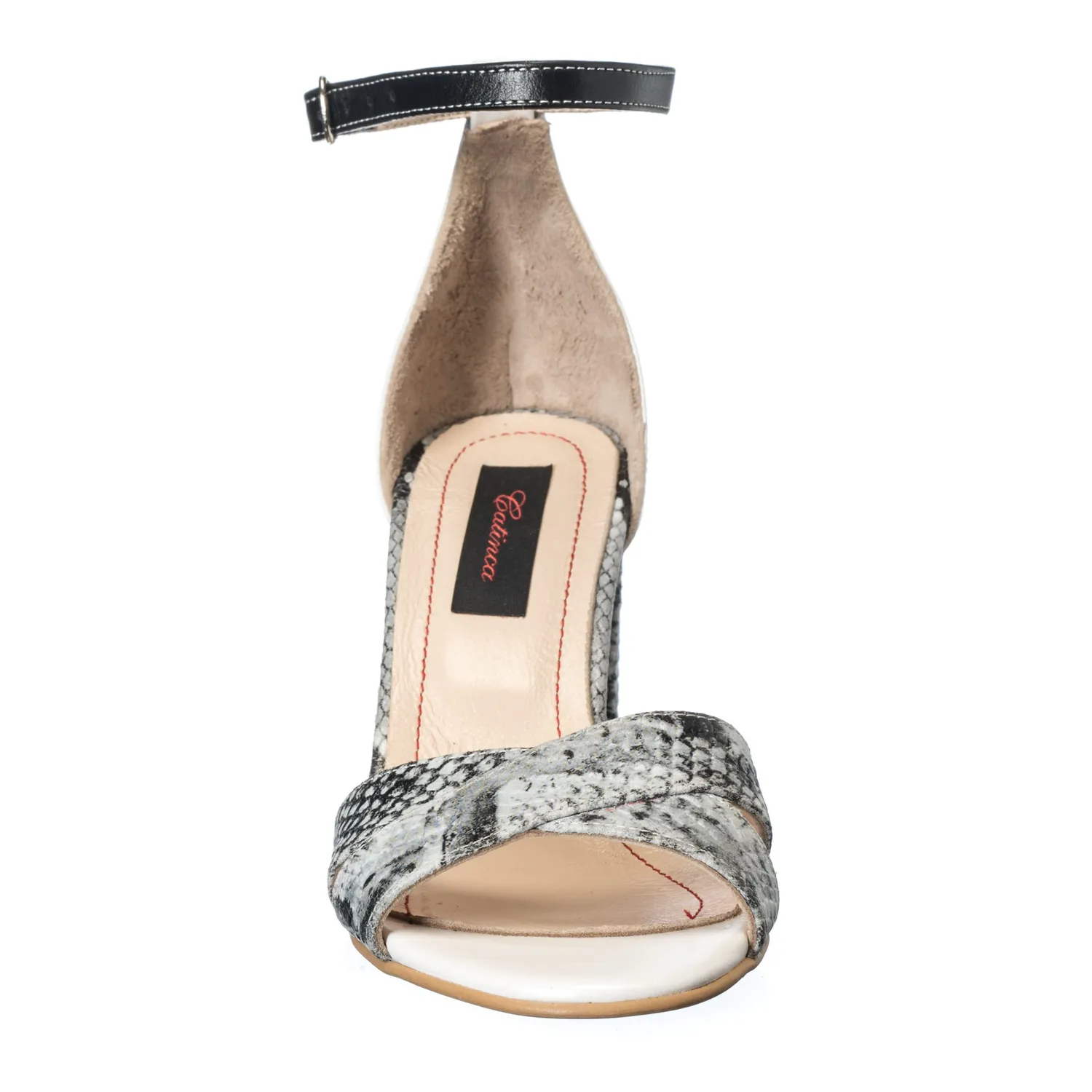 Catinca Shoes S4 SAN sandale dama piele sarpe alb negru