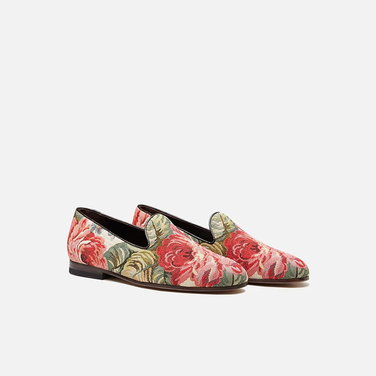 Cecilia Bringheli Positano Red Roses pantofi slip-on bumbac roșu