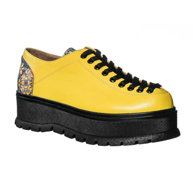 Catinca Shoes X3 GBM3D pantofi dama piele naturala galben mozaic